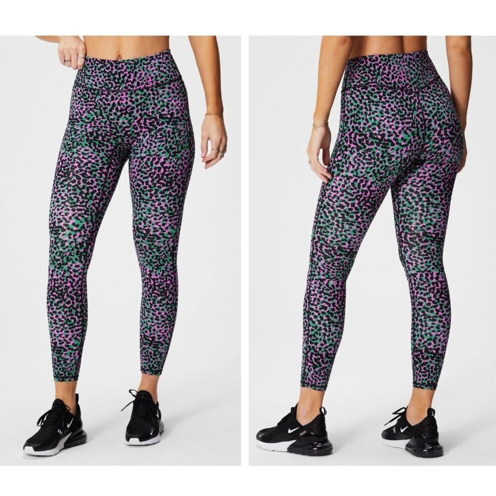 Fabletics Motion365+ High-Waisted Legging in Grass Green Safari Spots - Size XS